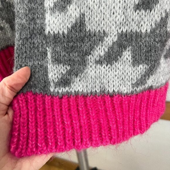 NWT Elisabetta Collection‎ Wool Mohair Blend Houndstooth Cardigan Grey Pink Sz S - Picture 4 of 14